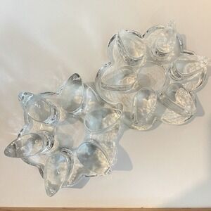 2 Blenko Glass Flower Pedal Tea Light Votive Caldleholder Mid Century Modern Art